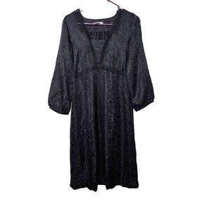 Isabella Bird Dress Sz 10 Silk Black Floral Baby Doll Gothic Witchy Cottagecore